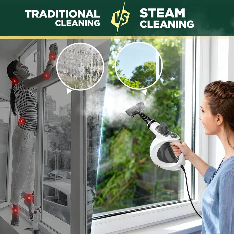 🧹🚙 Natural Pressurized Steam Cleaner - 12 Parts for Home, Kitchen & Car Cleaning