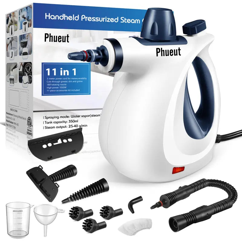 🧹🚙 Natural Pressurized Steam Cleaner - 12 Parts for Home, Kitchen & Car Cleaning