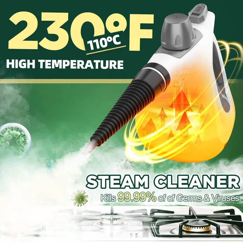 🧹🚙 Natural Pressurized Steam Cleaner - 12 Parts for Home, Kitchen & Car Cleaning