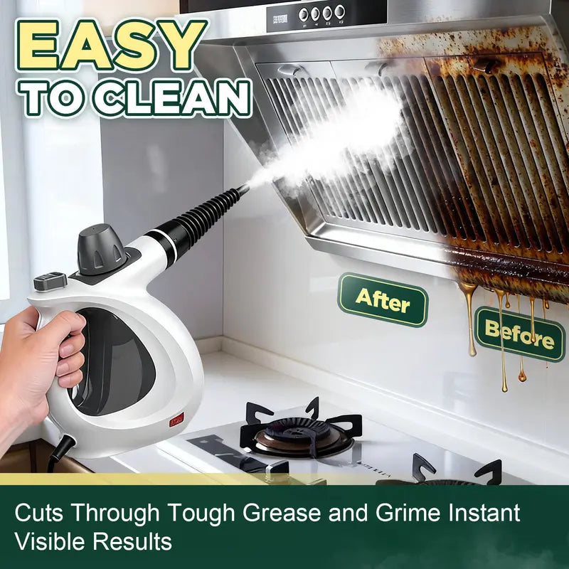 🧹🚙 Natural Pressurized Steam Cleaner - 12 Parts for Home, Kitchen & Car Cleaning